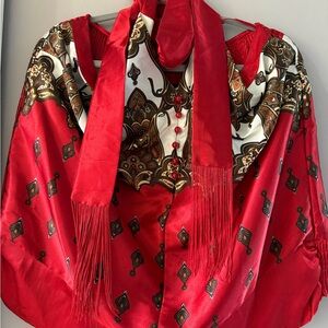 Lane Bryant Red and Black Blouse